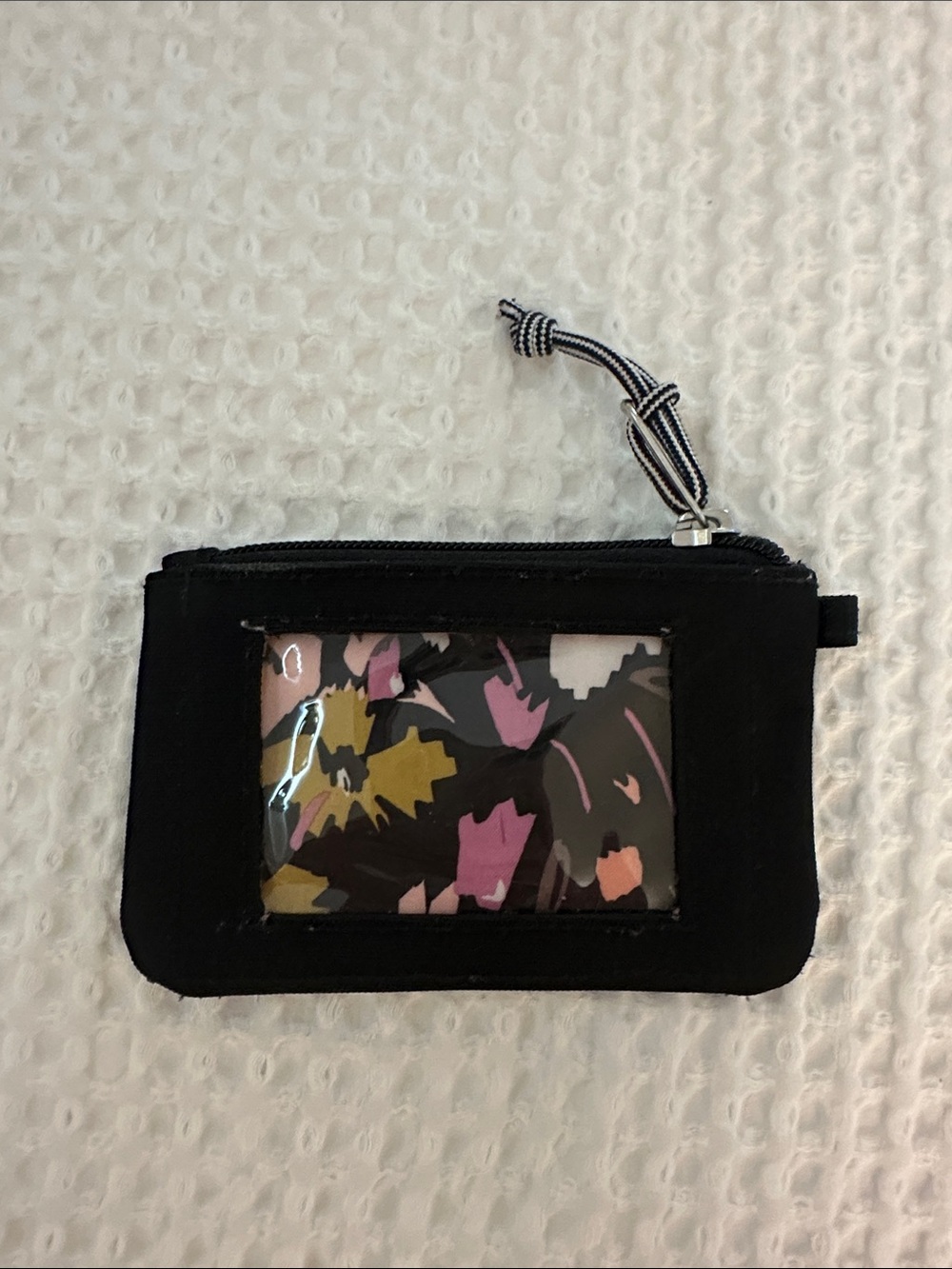 Vera Bradley Black Floral ID Card Zipper Pouch